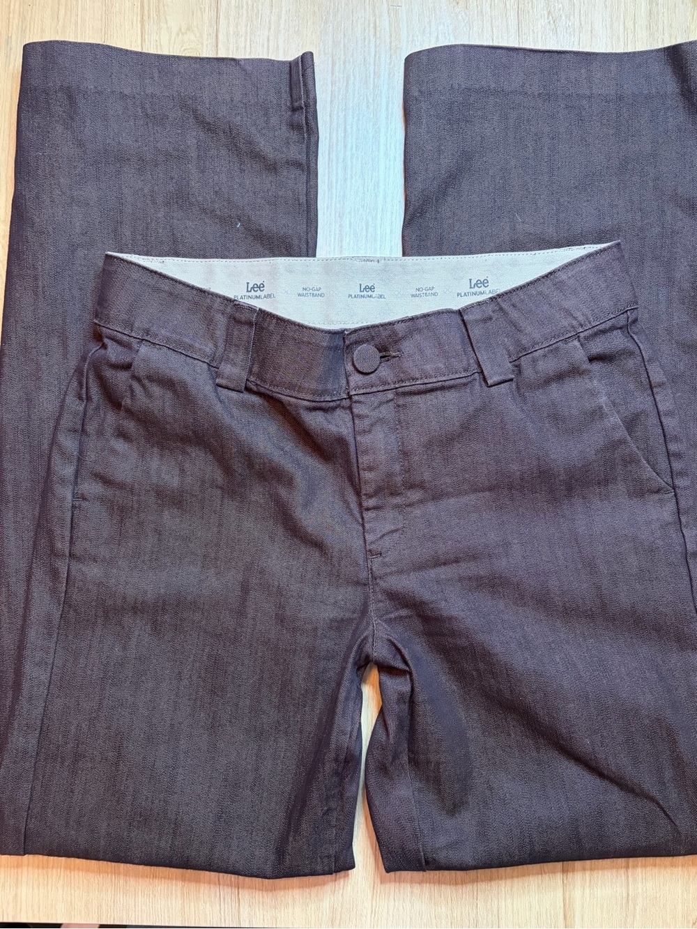 Lee Womens Platinum Label Brown Simmer Straight Leg Pants Medium Cotton Blend